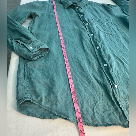 Gap 100% Linen Green Long Sleeve Button Down Shirt Size Large - Picture 7 of 8